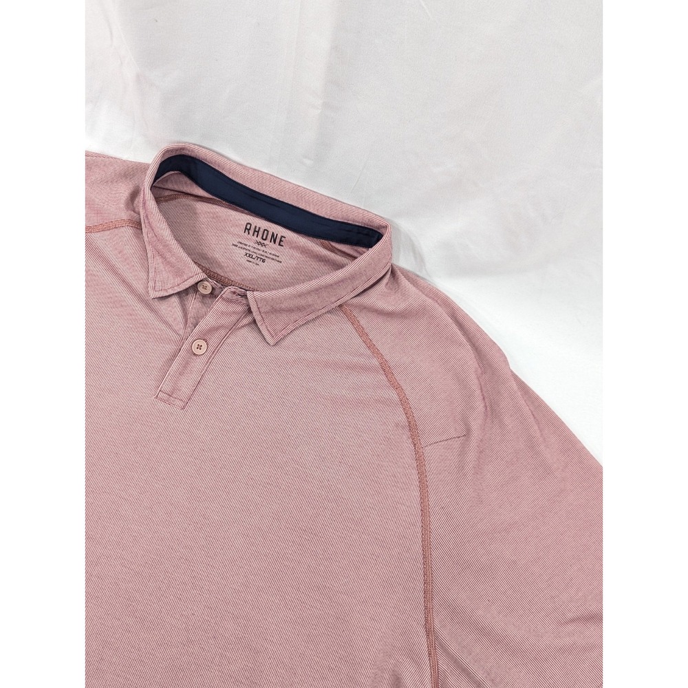 Rhone Golf Polo Shirt Mens 2XL XXL Short Sleeve Performance Heathered Pink Red
